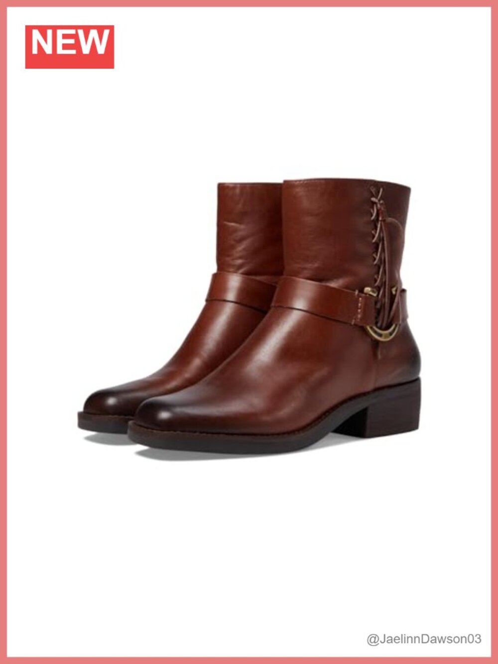 Leather Ankle Bootie Square Toe Stacked Heel Casual Fall Boot